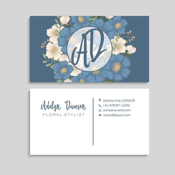 Light blue business cards flower template - Вектор, зображення