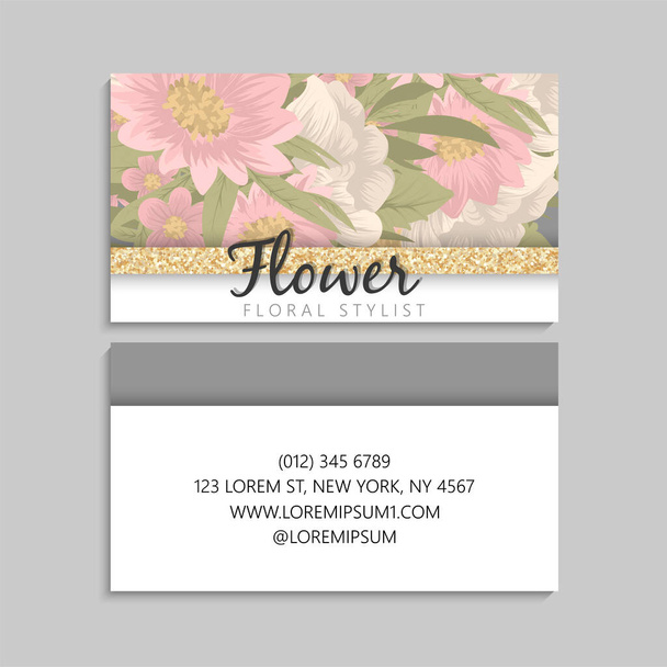 Flower business cards pink flowers - Вектор, зображення