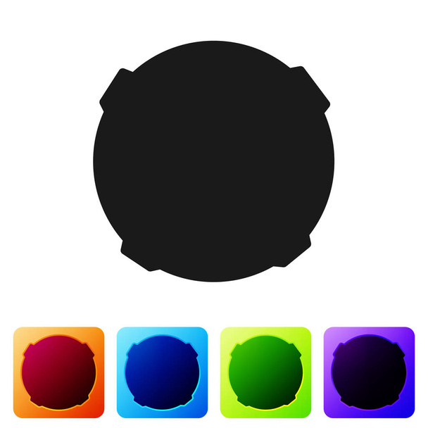 Ícone da Lua Negra isolado no fundo branco. Definir ícones em botões quadrados de cor. Ilustração vetorial - Vetor, Imagem