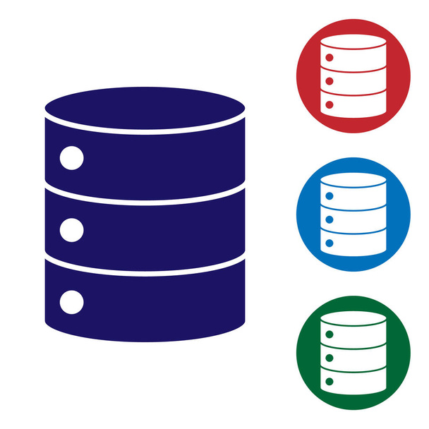 Blue Server, Data, Web Hosting icoon geïsoleerd op witte achtergrond. Stel pictogrammen in kleur vierkante knoppen. Vector Illustratie - Vector, afbeelding