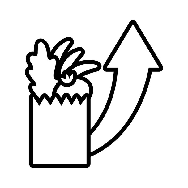 bolsa de compras con flecha hacia arriba y estilo de línea de comestibles
 - Vector, imagen