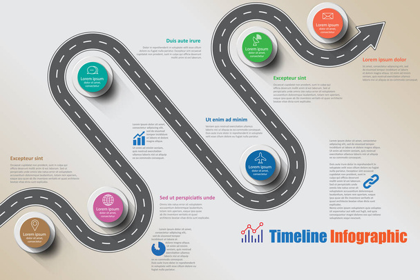 Business roadmap timeline infographic template with pointers designed for abstract background milestone modern diagram process technology digital marketing data presentation chart Illustrazione vettoriale
 - Vettoriali, immagini