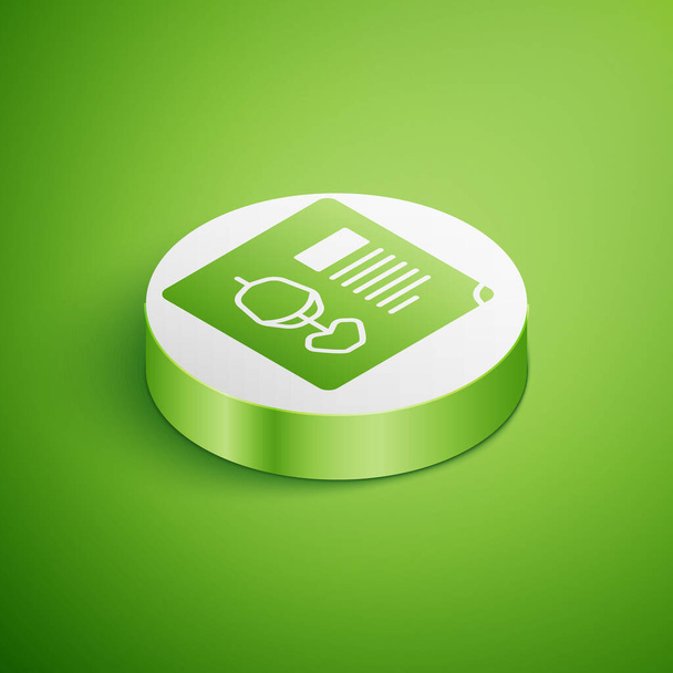 Isometric X-ray shots icon isolated on green background. White circle button. Vector Illustration - Vector, Image