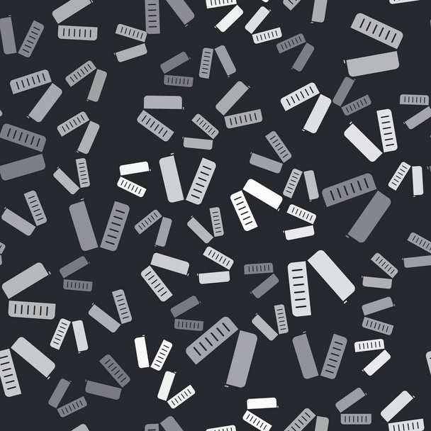 Grey Lunch box εικονίδιο απομονωμένη αδιάλειπτη μοτίβο σε μαύρο φόντο. Εικονογράφηση διανύσματος - Διάνυσμα, εικόνα