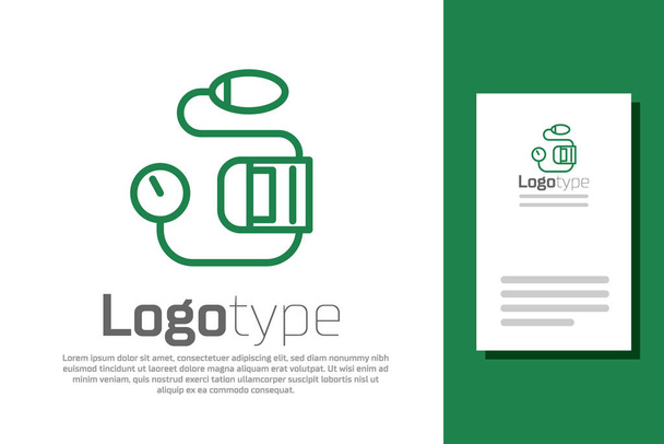 Groene lijn Bloeddrukpictogram geïsoleerd op witte achtergrond. Logo ontwerp template element. Vector Illustratie - Vector, afbeelding