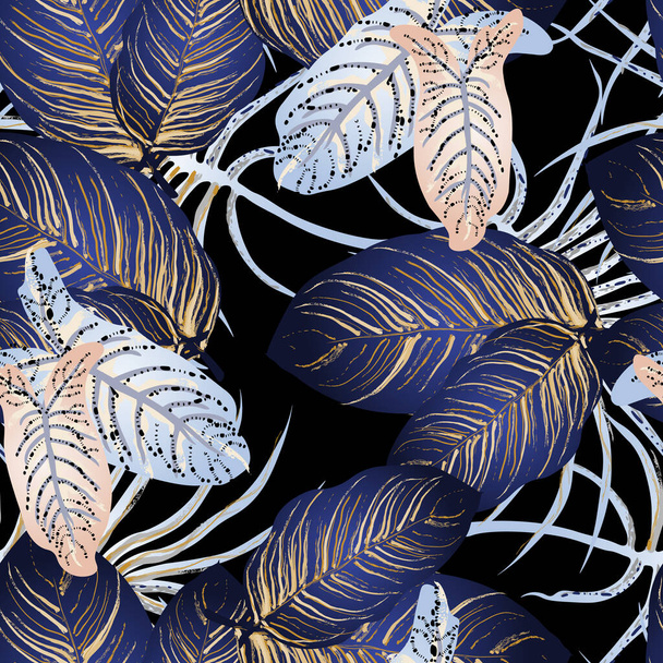Tropical Leaf Modern Motif. Jungle Print. Foliage Summer - Wektor, obraz