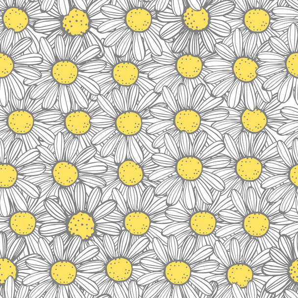 Hand drawn chamomile flowers. Vector  seamless pattern - Vektor, Bild
