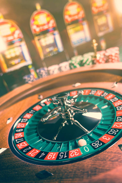 Roulette wheel close up at the Casino - Selective Focus - Foto, Imagen