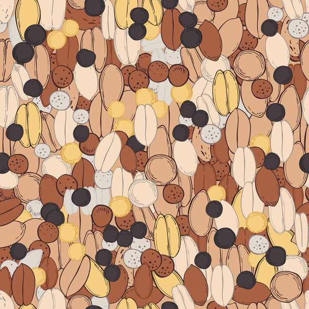 Hand drawn  seeds.  Vector  seamless pattern - Vecteur, image