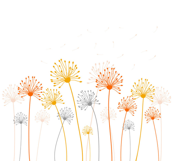 Colored dandelion background isolated on white - Vettoriali, immagini