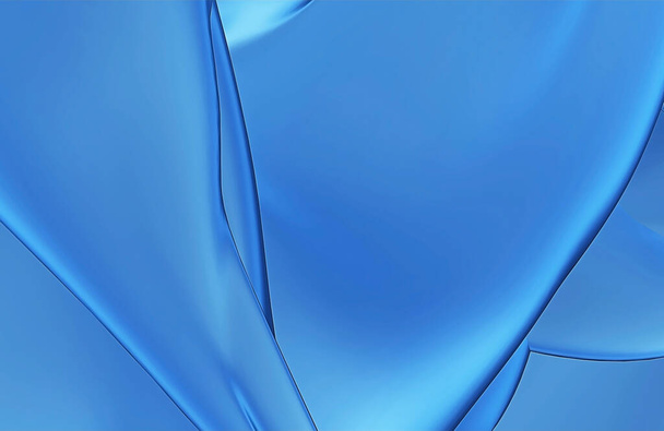 niebieska tkanina, plastikowe fałdy, kruche tworzywo sztuczne, renderowanie 3D - Zdjęcie, obraz