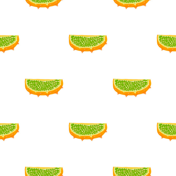 Illustration on theme big colored seamless kiwano, bright fruit pattern for seal. Fruit pattern consisting of beautiful seamless repeat kiwano. Simple colorful pattern fruit from seamless soft kiwano. - Vector, Image