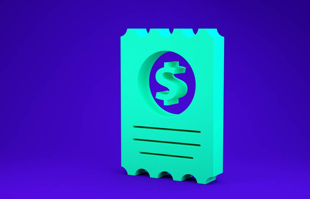 Vihreän kirjan tarkistus ja rahoitustarkastuksen kuvake sinisellä pohjalla. Paperitulostus, kuitti tai lasku. Minimalismin käsite. 3d kuva 3D renderöinti
 - Valokuva, kuva