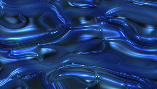 blauer abstrakter flüssiger Satin Hintergrund - Foto, Bild