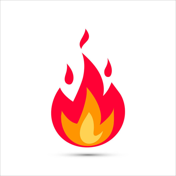 Simple illustration of fire. Vector icon of flame in cartoon flat style. - Vector, Image