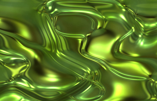 green liquid metallic folds effect - Photo, Image