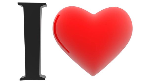 Красное сердце с концепцией I love
 - Фото, изображение