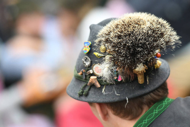 Типовий капелюх з бородою сарни (пучок з волосяним волоссям) у Зальцкаммергуті (Верхня Австрія, Австрія).) - Фото, зображення