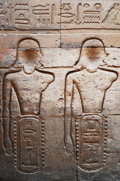 Antiguo jeroglífico y relieve en la pared de un templo en Egipto
 - Foto, Imagen