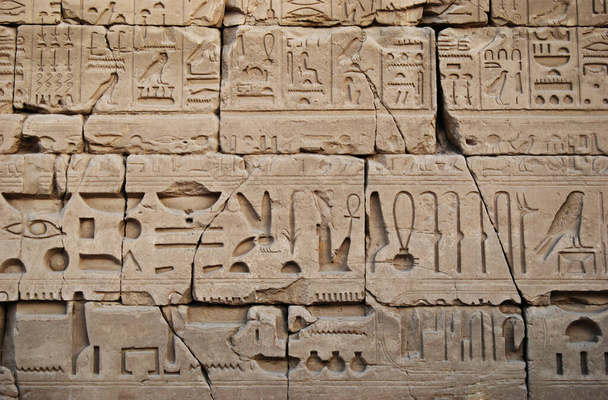 Oude hiëroglief en reliëf op de muur van een tempel in Egypte - Foto, afbeelding