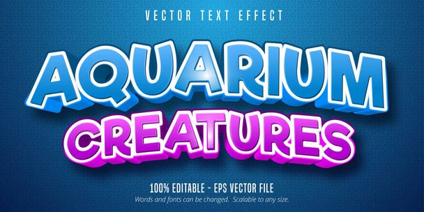 Aquarium creatures text, under the sea style editable text effect - Vector, Image