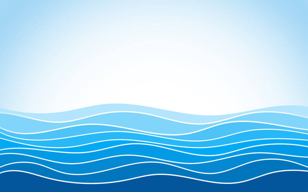 Mavi gökyüzü manzara vektörü arkaplan illüstrasyonlu soyut okyanus dalgası - Vektör, Görsel