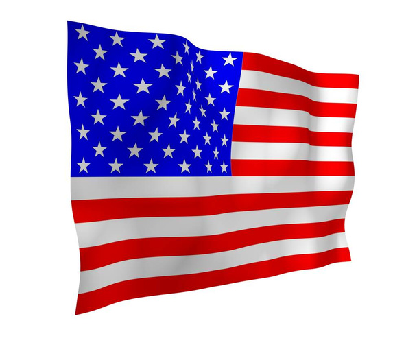 Прапор Сполучених Штатів Америки. Зірки і смуги. Державний символ США. 3D ілюстрація - Фото, зображення