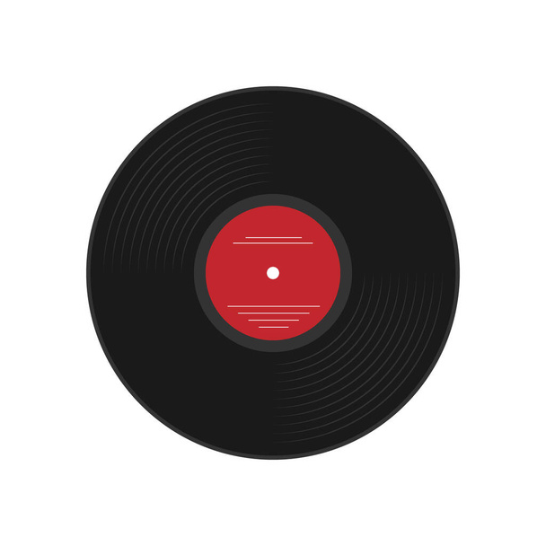 Vector icon of a vinyl record. Illustration of a musical theme. Isolated on a white background. Simple design. - Vector, imagen