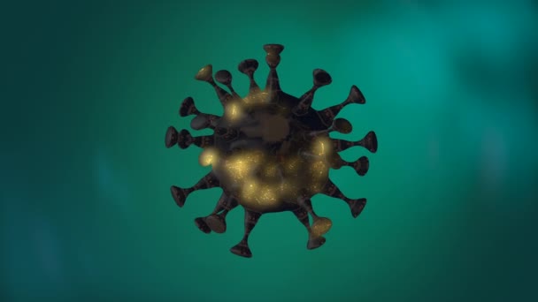 Έννοια έξαρσης ιού. 3D καθιστούν πανδημία κυττάρων του ιού επιπλέουν πάνω από ανοιχτό πράσινο φόντο. - Πλάνα, βίντεο