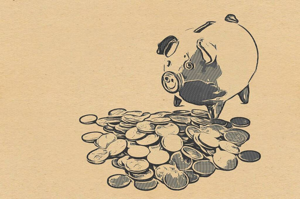 piggy bank on vintage background - Photo, Image