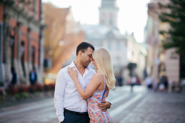 Loving couple walking in the city. Lviv - Fotoğraf, Görsel