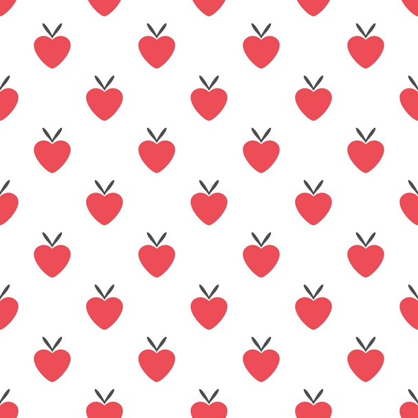 Sfondo semplice mela amore cuore senza cuciture modello sfondo carta da parati. Combinazione di colori rosso, bianco e nero. Modello di frutta per tessile, tessuto, carta, stampa, interni, arredamento e altro ancora
. - Vettoriali, immagini