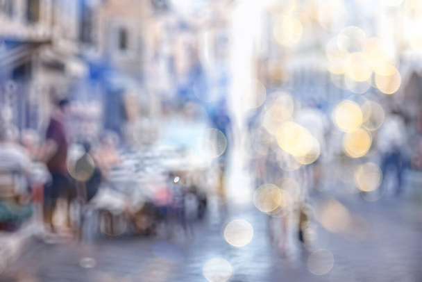 urban blurred background, summer sun bokeh abstract active vacation holidays in europe - Photo, Image