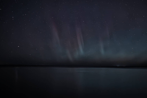 summer landscape aurora borealis, view of the radiance of the sky, abstract night nature - Φωτογραφία, εικόνα