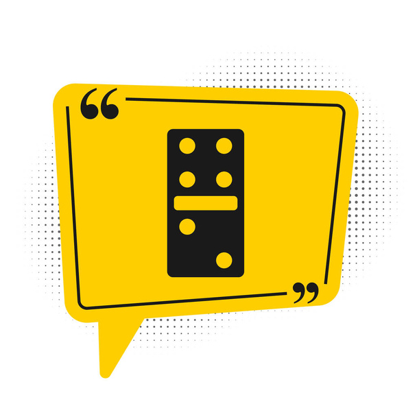 Zwart Domino icoon geïsoleerd op witte achtergrond. Gele spraakbel symbool. Vector Illustratie - Vector, afbeelding