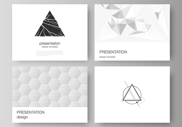 The minimalistic abstract vector illustration layout of the presentation slides design business templates. Abstract geometric triangle design background using different triangular style patterns - Vector, Image
