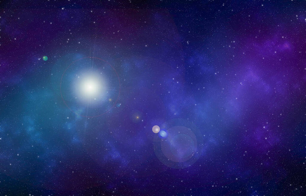 Sfondo stellato cielo notturno con nebulosa nello spazio profondo e brillamento lente
. - Foto, immagini