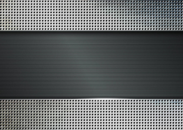 Metallic perforated frame with dark stripe in center. - Vector, Image