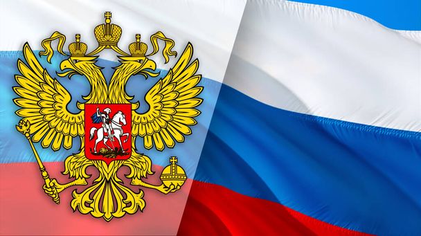 Ρωσική σημαία. Ρωσική σημαία με αετό έμβλημα που κυματίζει στον άνεμο. Ρεαλιστική ρωσική σημαία φόντο. Ρωσία Flag Looping Closeup Πλήρης HD. Σημαίες της χώρας του Κρεμλίνου για φιλμ, νέες - Φωτογραφία, εικόνα