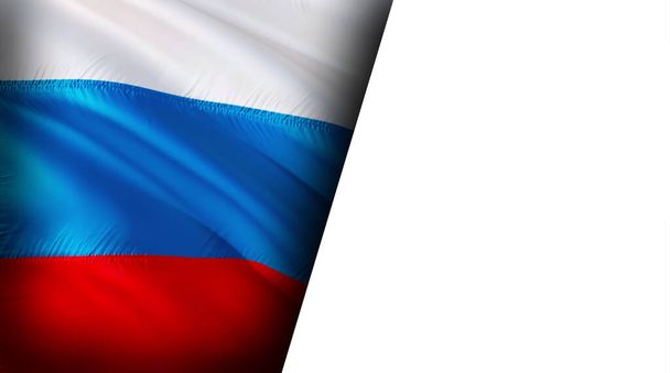 Russische vlag met adelaarsembleem wapperend in de wind. Realistische Russische vlag achtergrond. Rusland Vlag Looping Close-up Full HD. Rusland Kremlin land vlaggen voor film, nieuwe - Foto, afbeelding