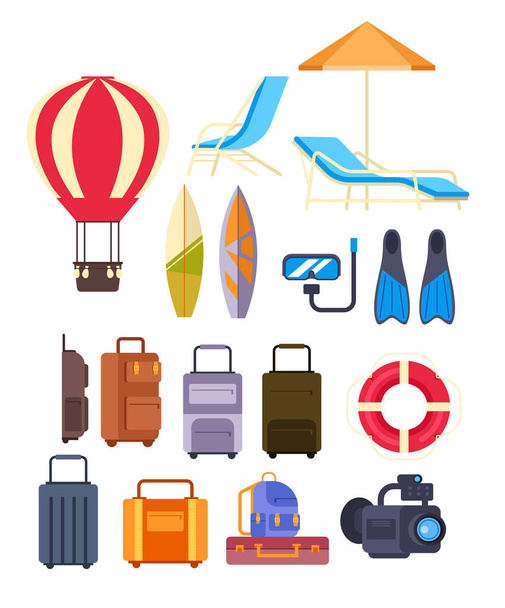 旅行夏の観光の概念を隔離セット。ベクターフラットグラフィックデザイン漫画イラスト - ベクター画像