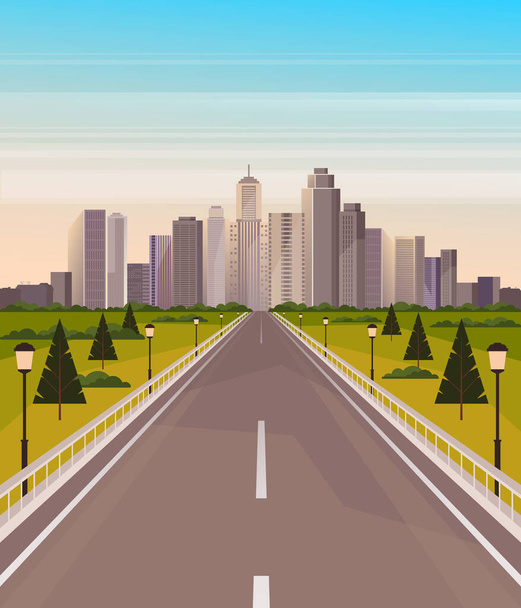 街の道路の町の概念。ベクトルフラット漫画グラフィックデザインイラスト - ベクター画像