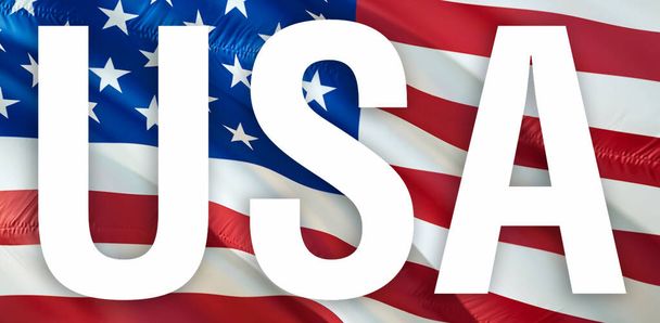 United States flag Closeup USA Full HD image waving in wind. National 3d United States flag waving, 3d rendering. Sign of USA seamless animation. United States seamlesslying fla - Photo, Image