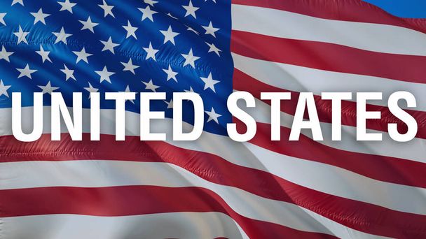 Die amerikanische Flagge weht im Wind. Realistischer Hintergrund der US-Flagge, 3D-Darstellung. USA Flagge zum Unabhängigkeitstag, 4. Juli US-amerikanische Flagge schwenkt Full-HD-Bild. USA Amerika Land Flaggen neu - Foto, Bild