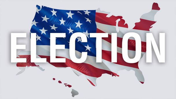 Вибори президента США 2020 розмахують прапором для виборів президента США, 3d рендеринг. Прапор Білого Дому США, що махає прапором. Голосуємо за безшовною анімацією. Білий Дім. Vote 2020 fla - Фото, зображення