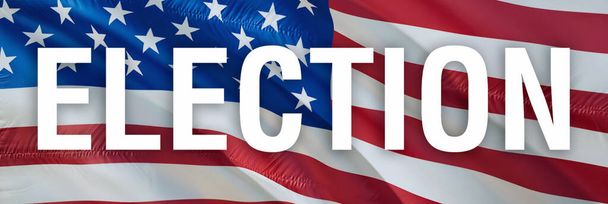 Wahl des US-Präsidenten Flagge 2020 schwenken Flagge für US-Präsidentschaftswahlen, 3D-Darstellung. Die Flagge des Weißen Hauses weht. US Vote nahtlose Animation. Hintergrund Weißes Haus. Abstimmung 2020 fla - Foto, Bild