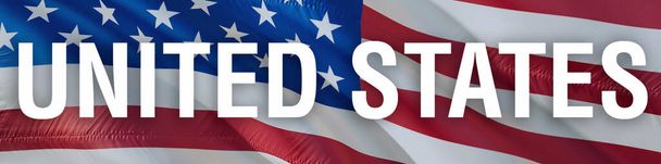 Amerykańska flaga na wietrze. Realistyczne tło flagi Stanów Zjednoczonych, renderowanie 3d. Flaga USA na Dzień Niepodległości, 4 lipca Amerykańska Flaga Macha Full HD. Stany Zjednoczone Ameryka kraj bandery nowe - Zdjęcie, obraz