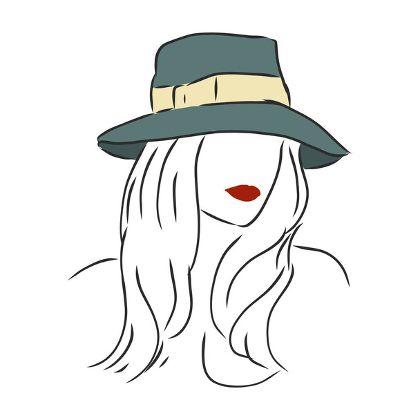 Silhouette di bella donna in un elegante cappello. Vettore
 - Vettoriali, immagini