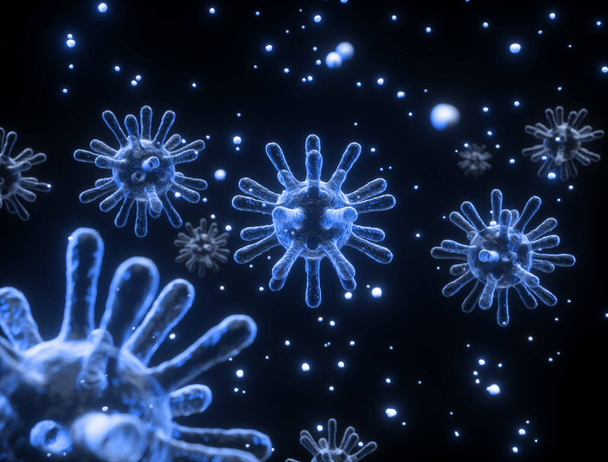 Covid-19, Coronavirus, das Atemwegsinfektionen verursacht, Sars-CoV-2-Virus Hintergrund - Foto, Bild