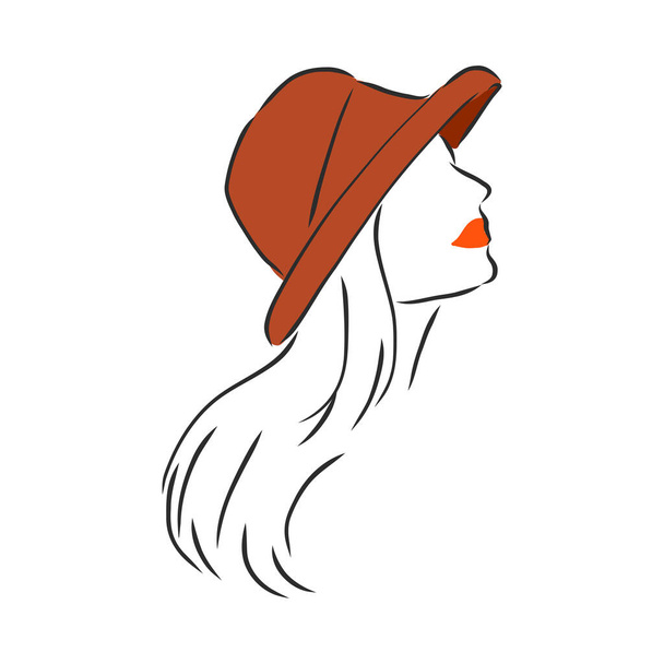 Σιλουέτα της όμορφης γυναίκας σε ένα κομψό καπέλο. Διάνυσμα - Διάνυσμα, εικόνα